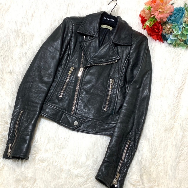 Balenciaga - BALENCIAGA レザー ダブル ライダース バイカー 羽織の