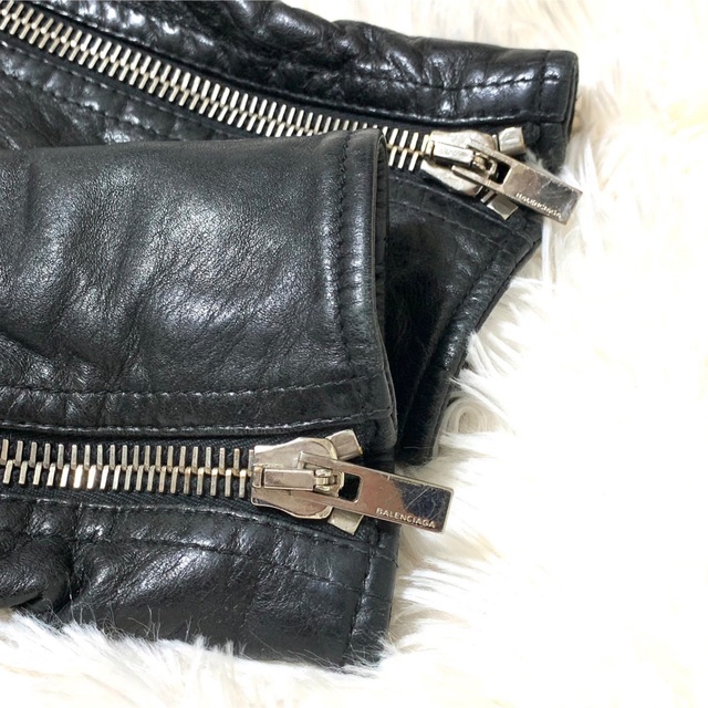 Balenciaga - BALENCIAGA レザー ダブル ライダース バイカー 羽織の