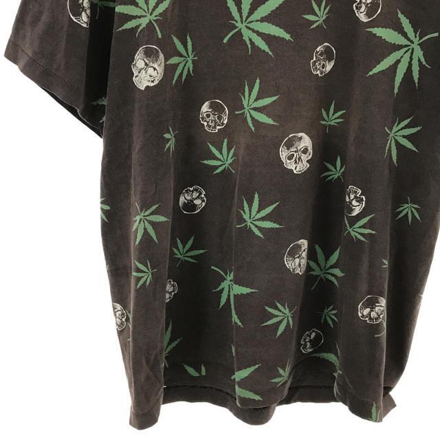 VINTAGE / ヴィンテージ古着 | 1990s | 90s MARIJUANA SKULL シングル ステッチ 総柄 プリント Tシャツ | XL | ブラック | メンズ メンズのトップス(Tシャツ/カットソー(半袖/袖なし))の商品写真