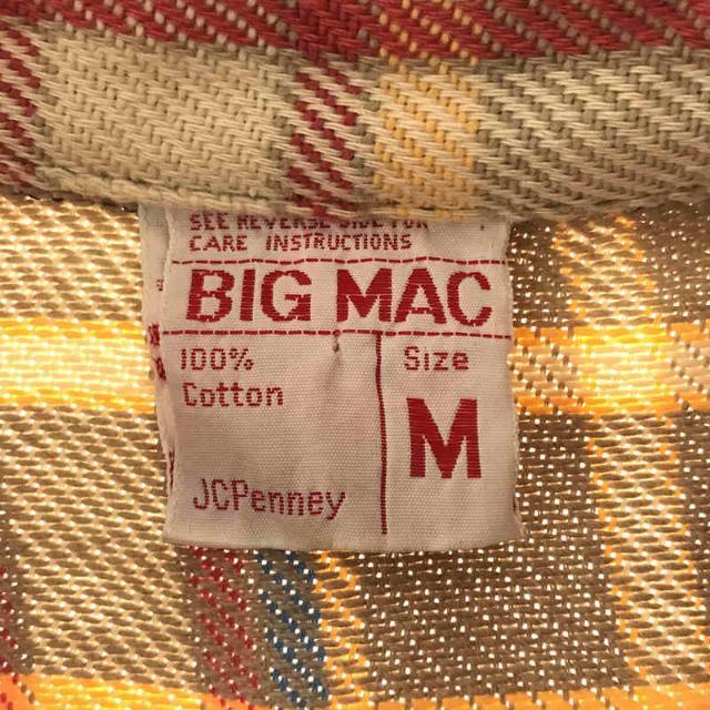 VINTAGE / ヴィンテージ古着 | 1970s～ BIGMAC JC Penney  / ビッグマック ジェイシーペニー コットン ヘビー フランネル チェック シャツ | M | ベージュ | メンズ メンズのトップス(Tシャツ/カットソー(七分/長袖))の商品写真