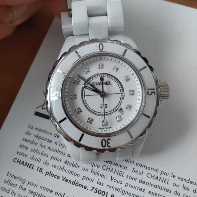 最高 CHANEL - シャネルj12 ホワイトレディース33ミリ中古 腕時計 