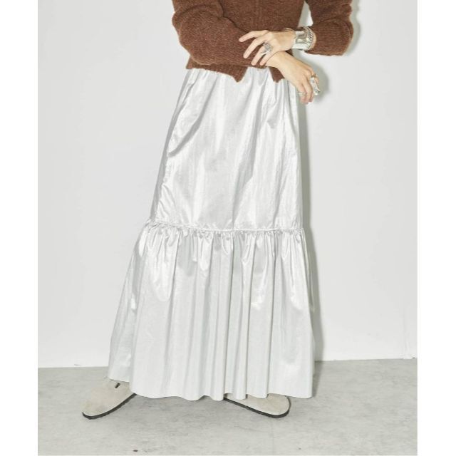 上品なスタイル 新品 ㊳ 完売品 銀 スカート TIERED METALLIC CITYSHOP ロングスカート