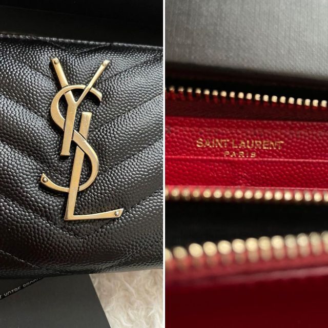 極上美品】 Saint Laurentイブサンローランラウンドファスナー長財布