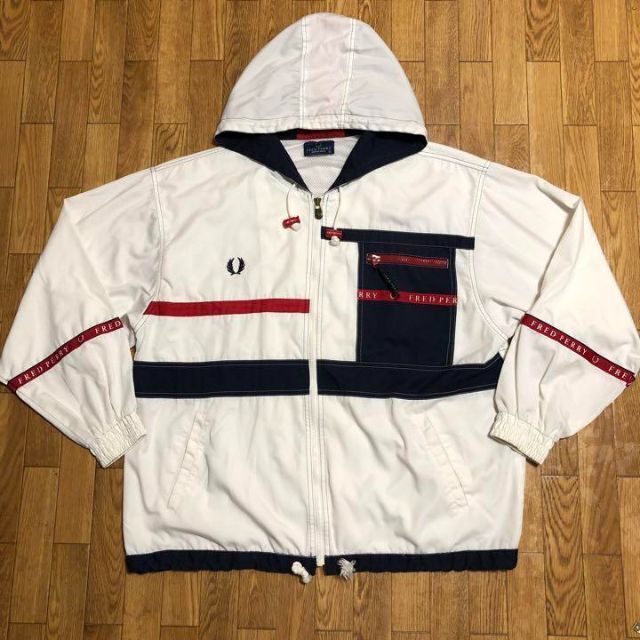 80s 日本製 FRED PERRY ジップアップ パーカー ジャケット 白