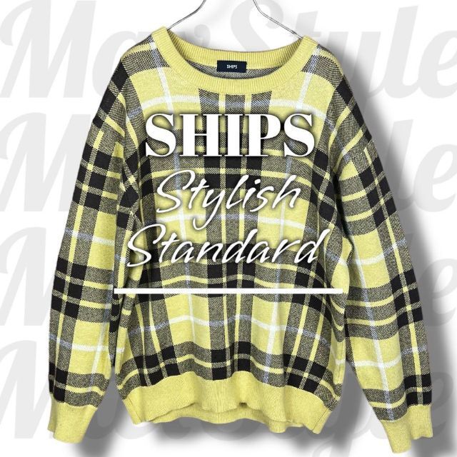 【SHIPS】シップス　ジャガードニット　セーター　カシミヤ　チェック