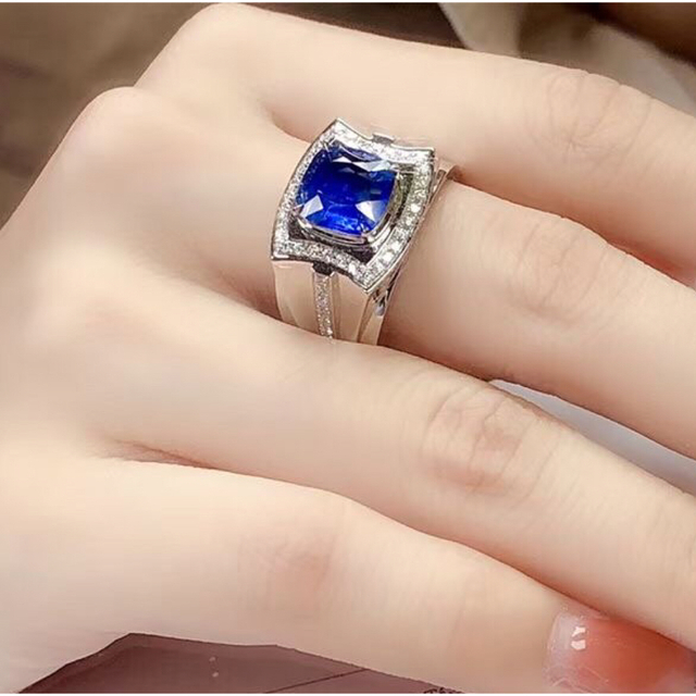 天然 ブルーサファイア ダイヤ リング2.7ct k18 ¥ - リング(指輪)