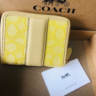 COACH - COACH 折り財布 コンパクトファスナー イエローの通販 by ...