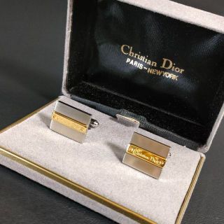 クリスチャンディオール(Christian Dior)の【極美品】Dior　ディオール　カフス　シルバー　ゴールド　ロゴ　カフリンクス(カフリンクス)