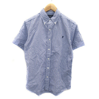 ジムフレックス(GYMPHLEX)のジムフレックス カジュアルシャツ 半袖 ボタンダウン ストライプ柄 M 青(シャツ)