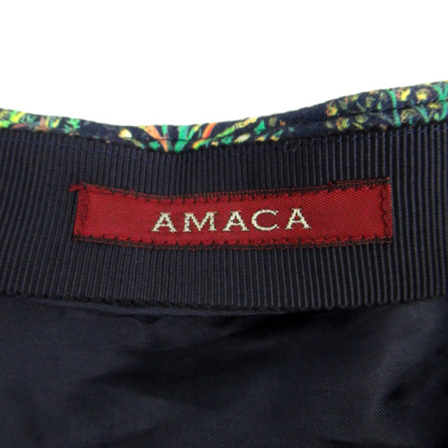 AMACA(アマカ)のアマカ AMACA フレアスカート ミモレ丈 総柄 38 マルチカラー 紺 レディースのスカート(ひざ丈スカート)の商品写真