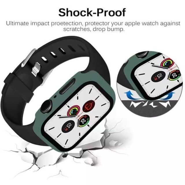 アップルウォッチカバー ダークグリーン 45mm 保護ケース 強化ガラスフィルム メンズの時計(腕時計(デジタル))の商品写真