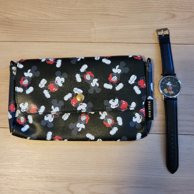 ROSE BUD(ローズバッド)のROSE BUD × ディズニー(ミッキー) 腕時計&ポーチ レディースのバッグ(ショルダーバッグ)の商品写真