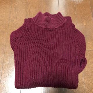 無印良品 ハイネックニット ワインレッド(ニット/セーター)