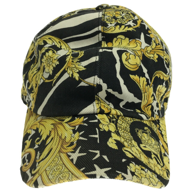 VERSACE ヴェルサーチ PRINTED BASEBALL CAP 総柄デザイン ベースボールキャップ 帽子 ブラック/イエロー