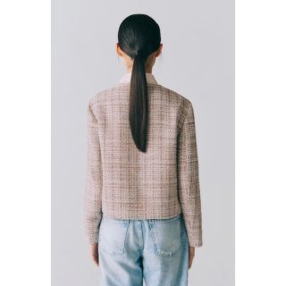 ［タグ付新品］ZARA ボタンディテール付きテクスチャー入り生地ブレザー XS