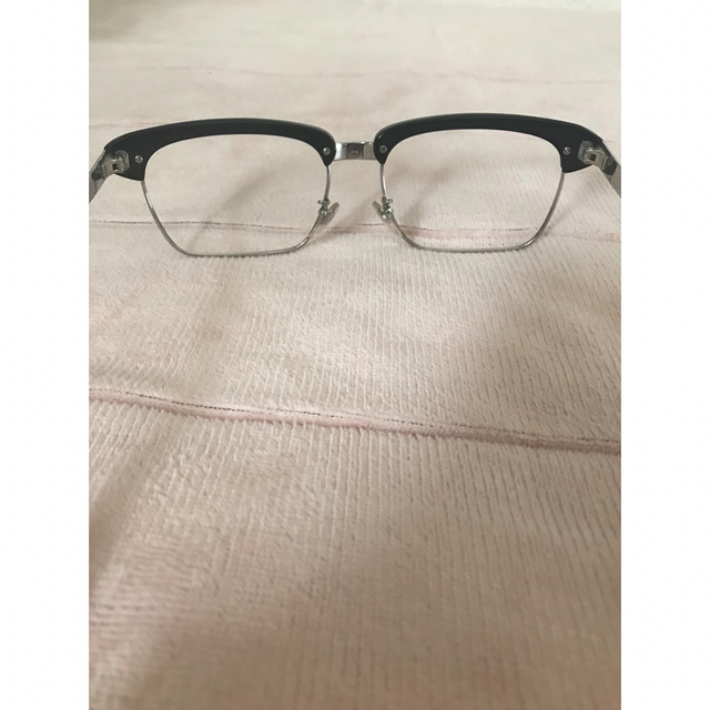 ENAビンテージサーモントブローメガネ50大型フレームサンプラチナ昭和レトロ眼鏡