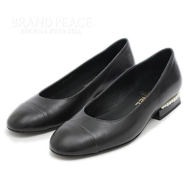 激安通販 - CHANEL シャネル #37.5C G39238 ブラック レザー パール
