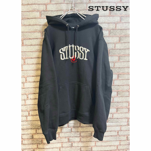 フォロー割】STUSSY ロゴ刺繍 パーカー ブラック Mサイズ - パーカー