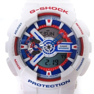 ジーショック(G-SHOCK)のカシオジーショック 美品 ホワイトトリコロール 腕時計 アナデジ 白 ■SM0(腕時計)