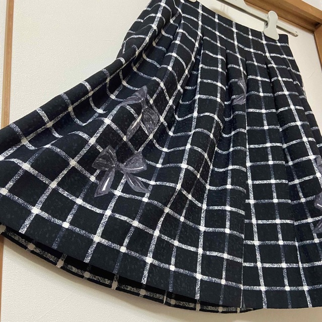 M'S GRACY(エムズグレイシー)の美品✨ M's GRACY エムズグレイシー　格子柄　リボンスカート　チェック レディースのスカート(ひざ丈スカート)の商品写真
