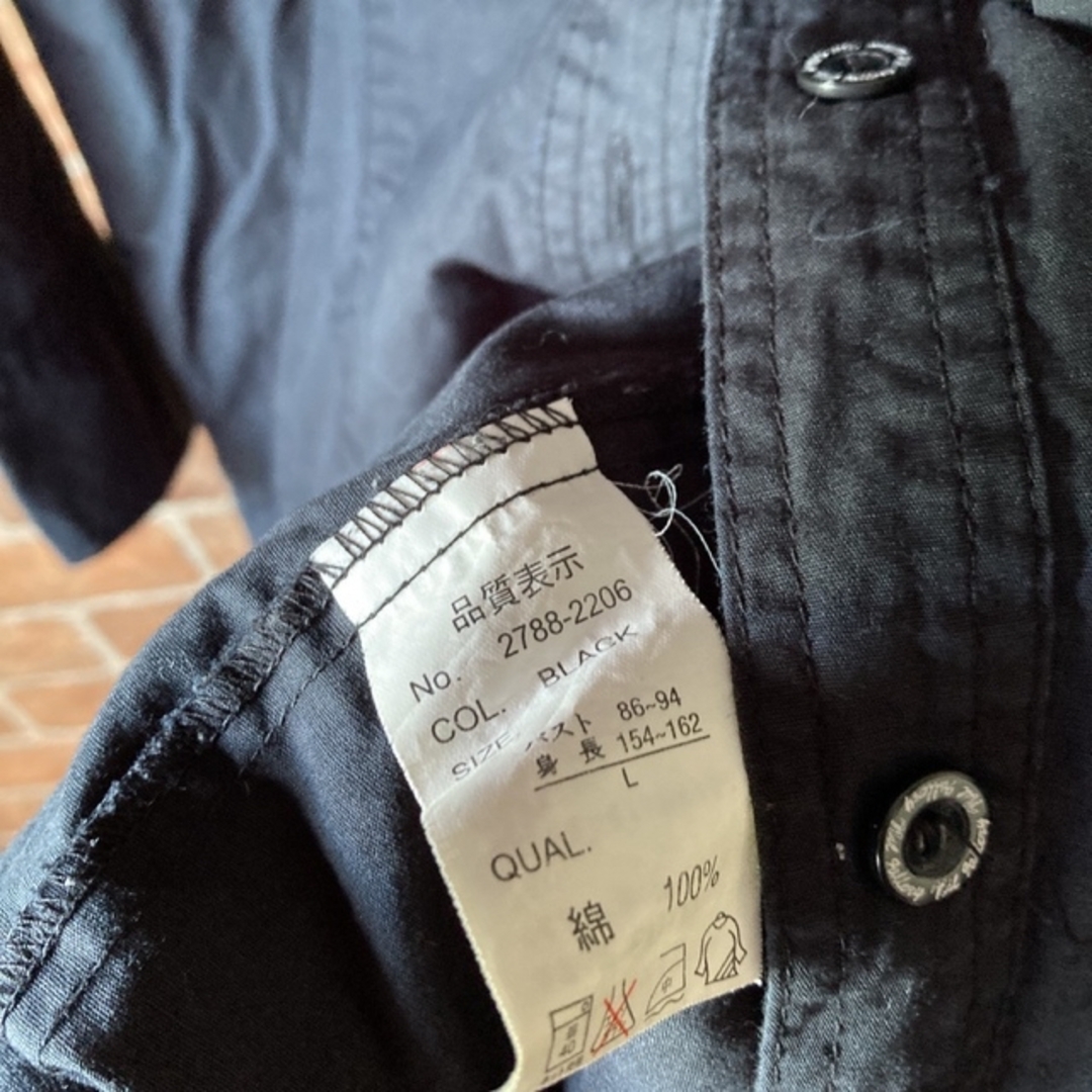 ロングシャツ　ブラック　Lサイズ　ワンピ レディースのトップス(シャツ/ブラウス(長袖/七分))の商品写真