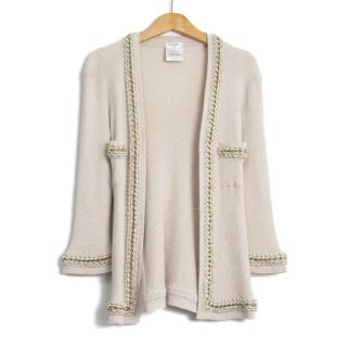 CHANELコレクション フリンジ半袖コットン ニットカーディガンフクロウ