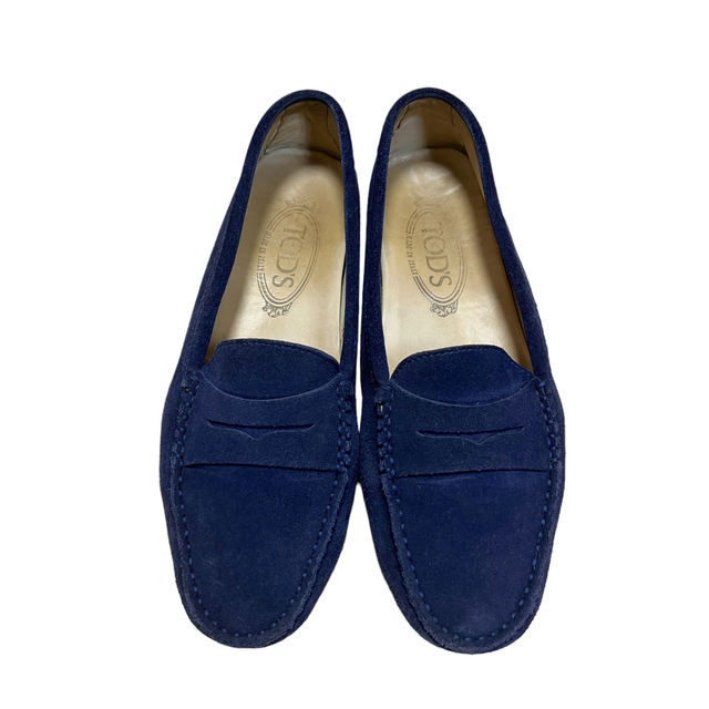 トッズ TOD'S ドライビングシューズ ローファー スウェード ブルー 38