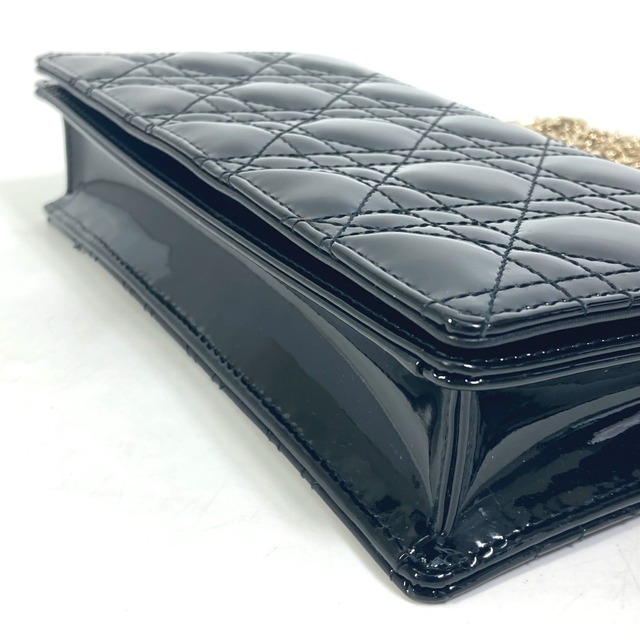Dior(ディオール)のディオール Dior カナージュ チェーンウォレット ショルダーバッグ エナメル ブラック レディースのバッグ(ショルダーバッグ)の商品写真