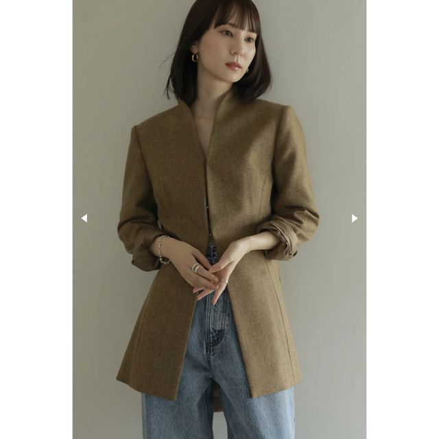 専用waist shape color nep tweed jacket