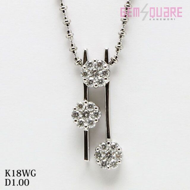 K18WG ダイヤネックレス フラワーモチーフ D1.00 11.2g 仕上げ済 K18WG ダイヤネックレス フラワーモチーフ D1.00 11.2g 仕上げ済