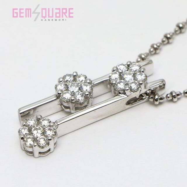 K18WG ダイヤネックレス フラワーモチーフ D1.00 11.2g 仕上げ済 K18WG ダイヤネックレス フラワーモチーフ D1.00 11.2g 仕上げ済