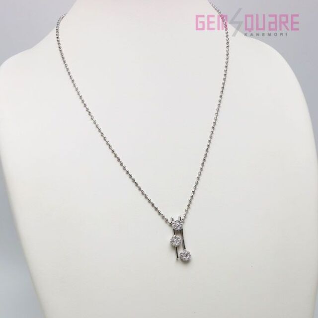 K18WG ダイヤネックレス フラワーモチーフ D1.00 11.2g 仕上げ済 K18WG ダイヤネックレス フラワーモチーフ D1.00 11.2g 仕上げ済