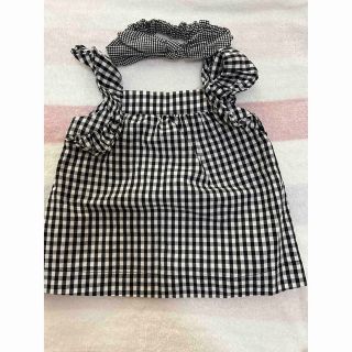 ザラキッズ(ZARA KIDS)のZARA Baby ギンガム チェック　トップス　ヘアバンドおまけ(シャツ/カットソー)