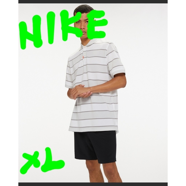 NIKE(ナイキ)の定価9130円‼️NIKE メンズストライプポロ/XL/グレー新品 メンズのトップス(ポロシャツ)の商品写真