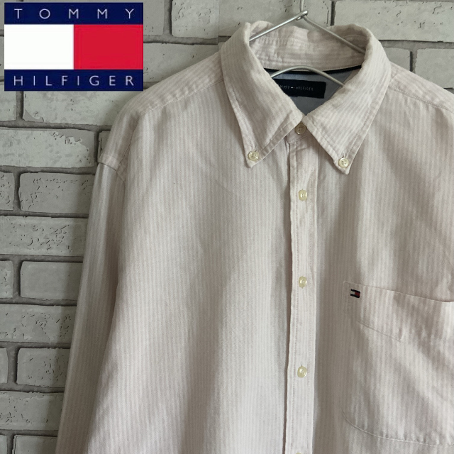 TOMMY HILFIGER(トミーヒルフィガー)の激レア TOMMY HILFIGER 長袖BDシャツ ストライプ柄 ピンクM メンズのトップス(シャツ)の商品写真