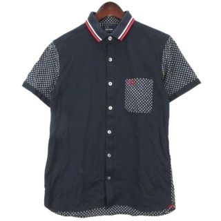 フレッドペリー(FRED PERRY)のフレッドペリー シャツ 半袖 鹿の子 切替 ドット ネイビー S 230214E(シャツ)