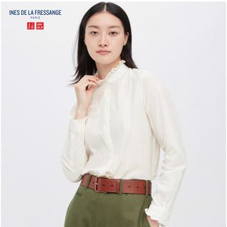 ユニクロ(UNIQLO)の新品＊UNIQLO INES コットンフリルシャツXL(シャツ/ブラウス(長袖/七分))