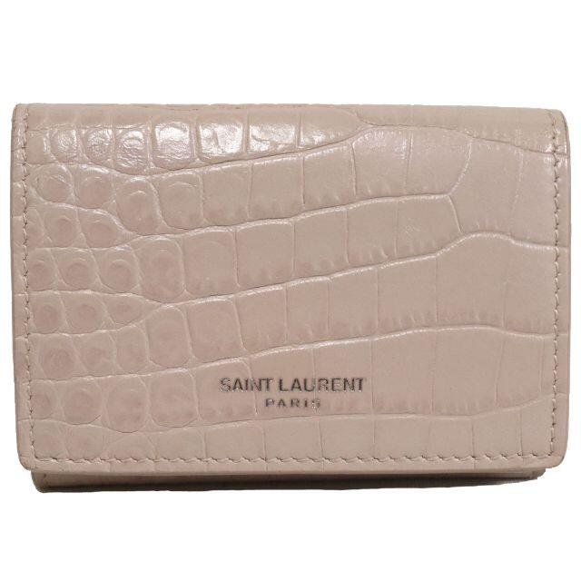 SAINT LAURENT サンローラン レザー 三つ折り コンパクト財布 459784 ブラック gy