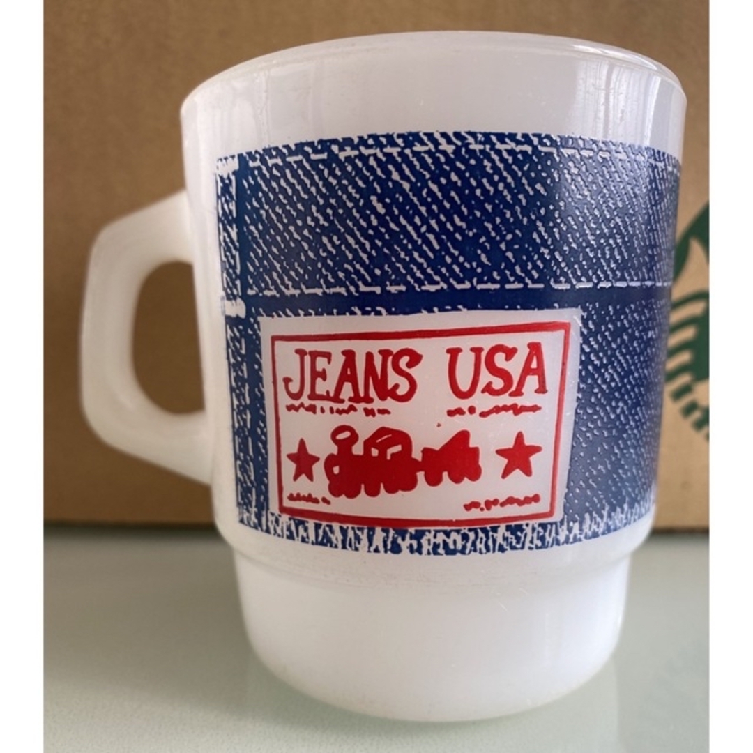 Fire-King(ファイヤーキング)のFIRE KING ファイヤーキング マグカップ JEANS USA ジーンズ インテリア/住まい/日用品のキッチン/食器(グラス/カップ)の商品写真