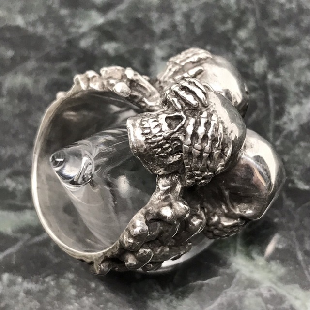 THREE WISE SKULLS RING【CRAZY PIG】