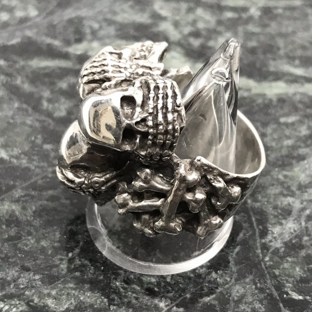 THREE WISE SKULLS RING【CRAZY PIG】