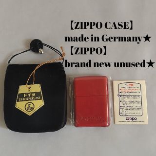 ジッポー(ZIPPO)の新品☆未使用品/ZIPPOライター レザー レッド/ケース メイドインドイツ(タバコグッズ)