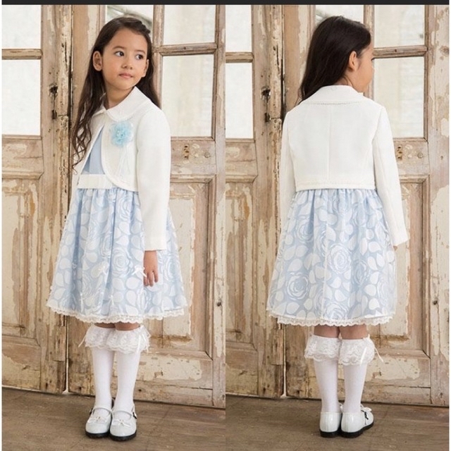 デコラピンキーズ　ホワイト　白　ボレロ　ジャケット キッズ/ベビー/マタニティのキッズ服女の子用(90cm~)(ジャケット/上着)の商品写真