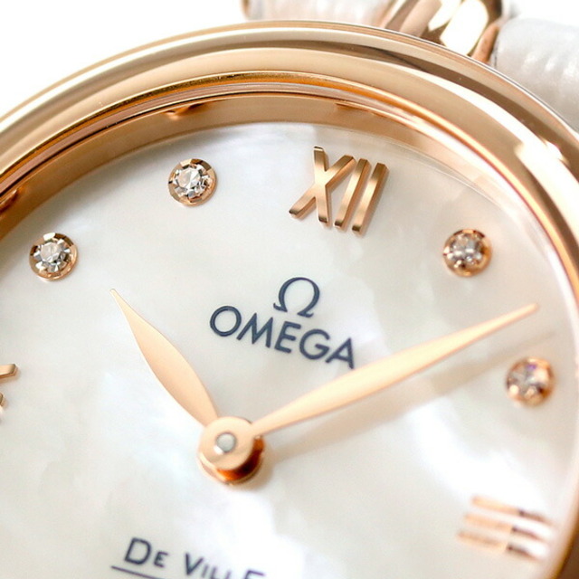 オメガ OMEGA 腕時計 レディース 424.53.27.60.55.002 デビル プレステージ デュードロップ 27.4mm DE VILLE PRESTIGE QUARTZ DEWDROP 27.4mm クオーツ（4061） マザーオブパールxホワイト アナログ表示