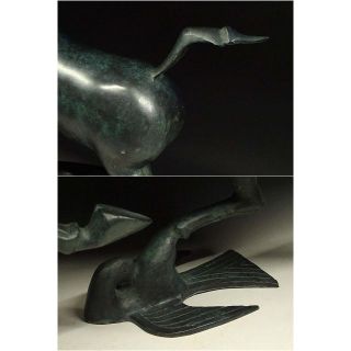 銅製 馬踏飛燕 馬の像 置物 台付き 幅約43cm c08299
