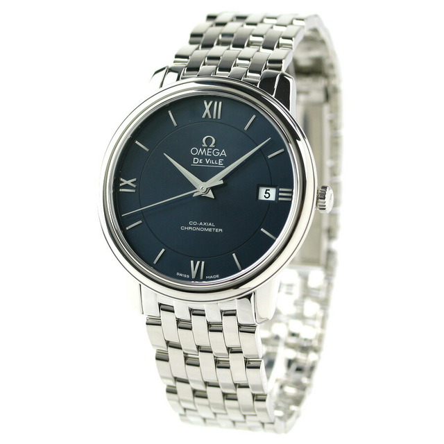 OMEGA(オメガ)の【新品】オメガ OMEGA 腕時計 メンズ 424.10.37.20.03.001 デビル プレステージ De Ville 自動巻き（Cal.2500） ネイビーxシルバー アナログ表示 メンズの時計(腕時計(アナログ))の商品写真