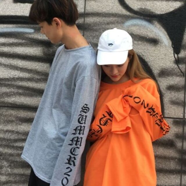 スーパーロングスリーブＴ★オレンジ/グレーXL メンズのトップス(Tシャツ/カットソー(七分/長袖))の商品写真