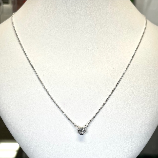 照り輝き良し!4℃ k18WG 一粒ダイヤ ネックレス 2.12g GR1316-