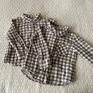 ムジルシリョウヒン(MUJI (無印良品))の90サイズ 無印良品 長袖コットンシャツ 2枚セット(Tシャツ/カットソー)