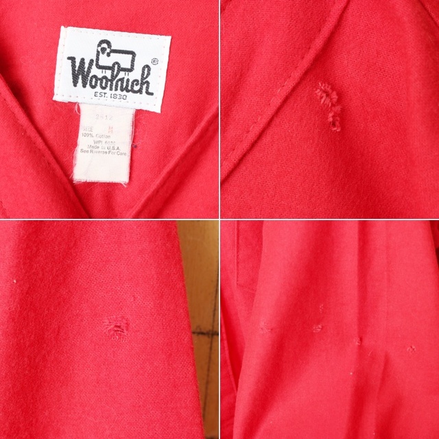 WOOLRICH(ウールリッチ)の70s ウールリッチ ロング プルオーバーノーカラーシャツ レッド M aw77 メンズのトップス(シャツ)の商品写真